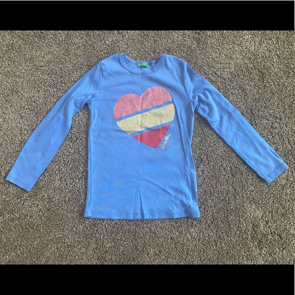 United Colors of Benetton Long Sleeve Shirt Size S 6-7 Heart